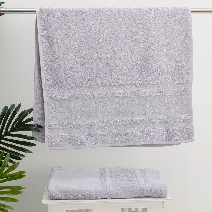 Полотенце махровое Opriory жаккард 50*90 стальной Бамбук 100%, 500гр/м.