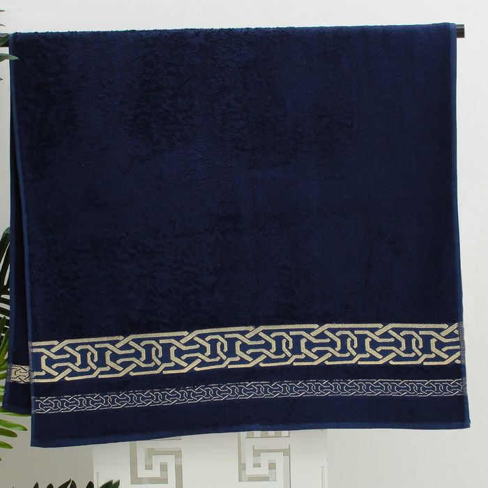 Полотенце махровое DONATELLO жаккард 70*130 синий 100% бамбук ,450 гр/м.
