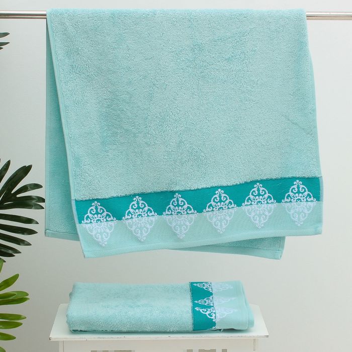 Полотенце махровое PENALOPA жаккард 50*90 ментол 100% бамбук, 400 гр/м.