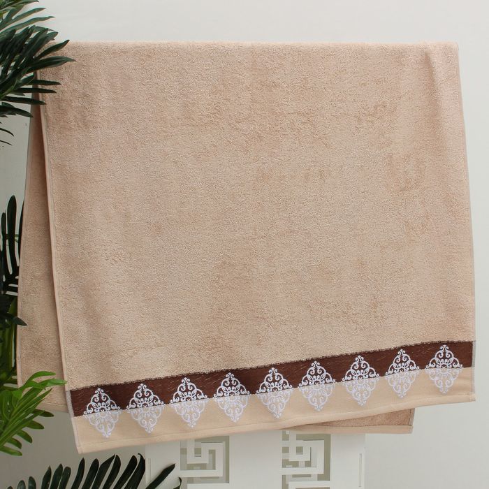 Полотенце махровое PENALOPA жаккард 70*130 бежевый 100% бамбук, 400 гр/м.