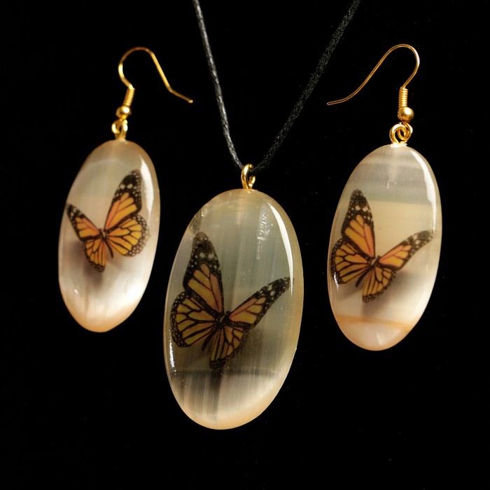 Набор «Бабочка», кулон и серьги