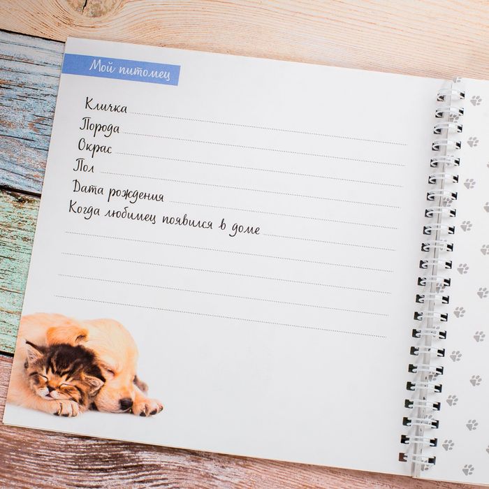 Смешбук на гребне "Мой пушистый друг", твёрдая обложка, 20 х 20 см, 40 листов