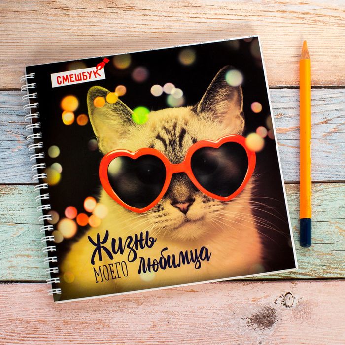 Смешбук на гребне "Жизнь моего любимца", твёрдая обложка, 20 х 20 см, 40 листов