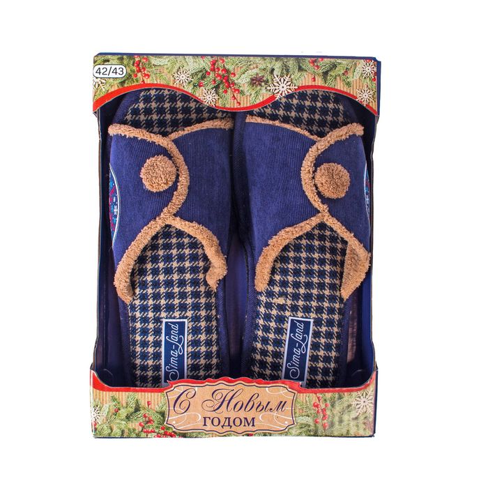 Обувь домашняя мужская "С новым годом", размер 42/43