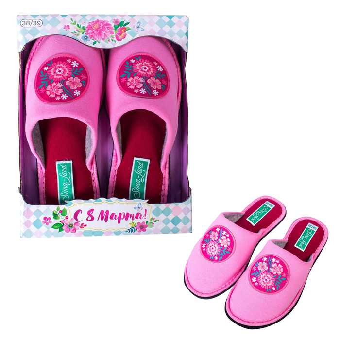 Обувь домашняя женская "С 8 марта", размер 38/39
