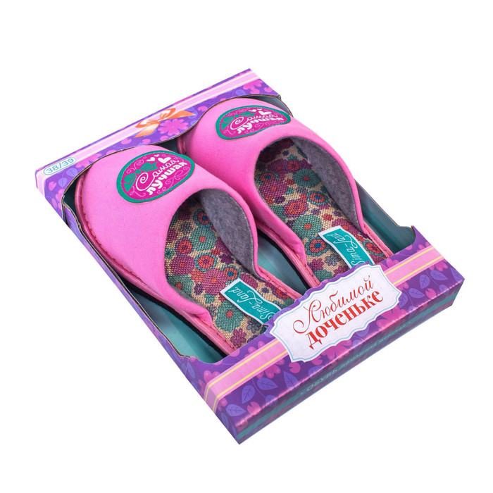 Обувь домашняя женская "Любимой доченьке!", размер 38/39