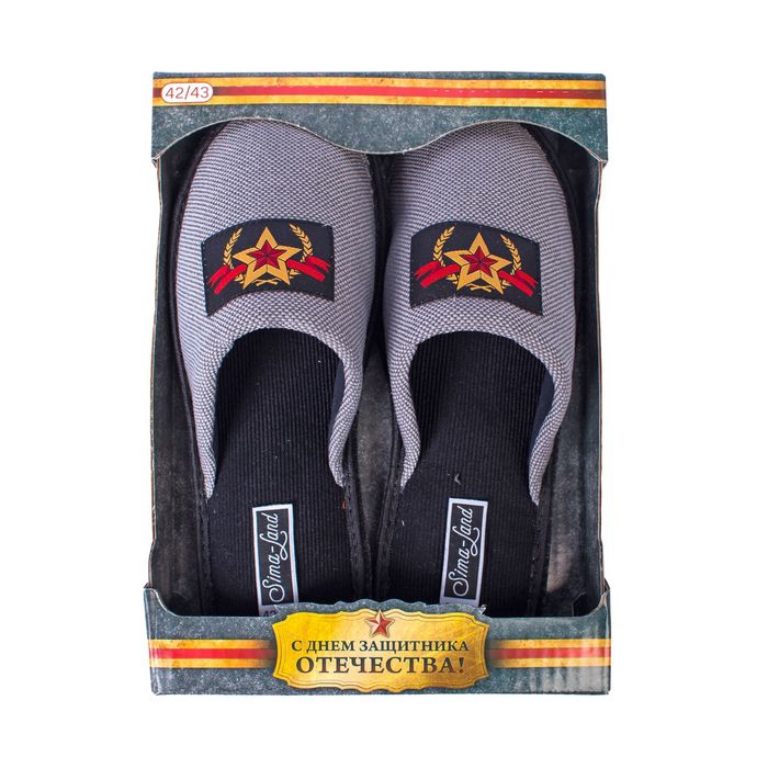 Обувь домашняя мужская "С Днем защитника Отечества!", размер 42/43