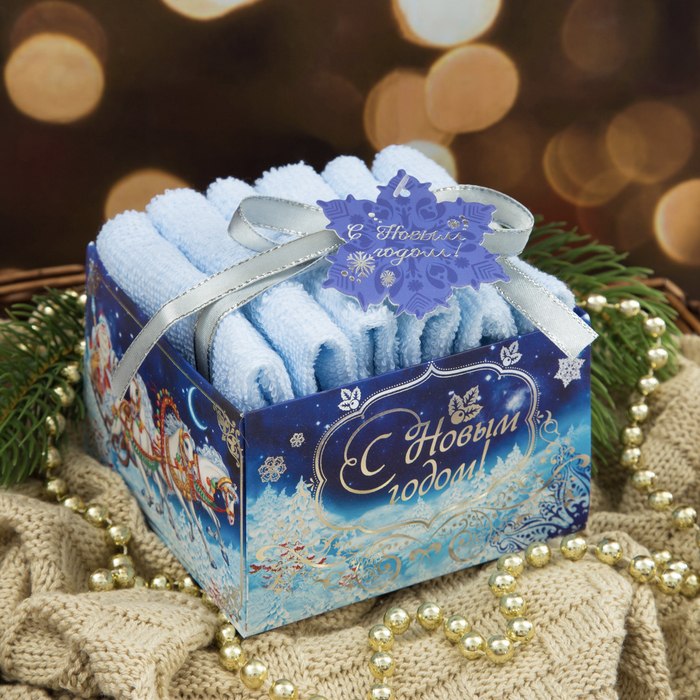 Наб. полотенец "Collorista" С Новым годом и Рождеством! 30х30 см-3 шт, 100% хлопок, 340 гр/м2