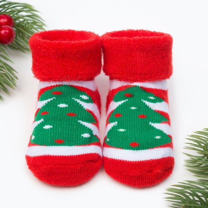 Носки детские махровые Крошка Я "Новый год" 3-12 мес, 100% хлопок