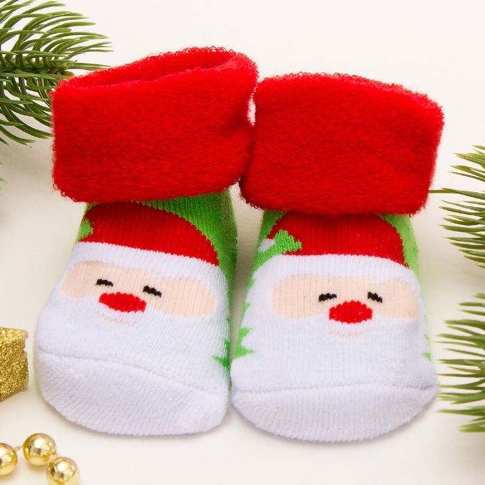 Носки детские махровые Крошка Я "Дедушка Мороз" 3-12 мес, 100% хлопок