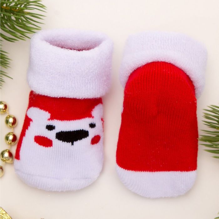 Носки детские махровые Крошка Я "Новогодние мишки" 3-12 мес, 100% хлопок