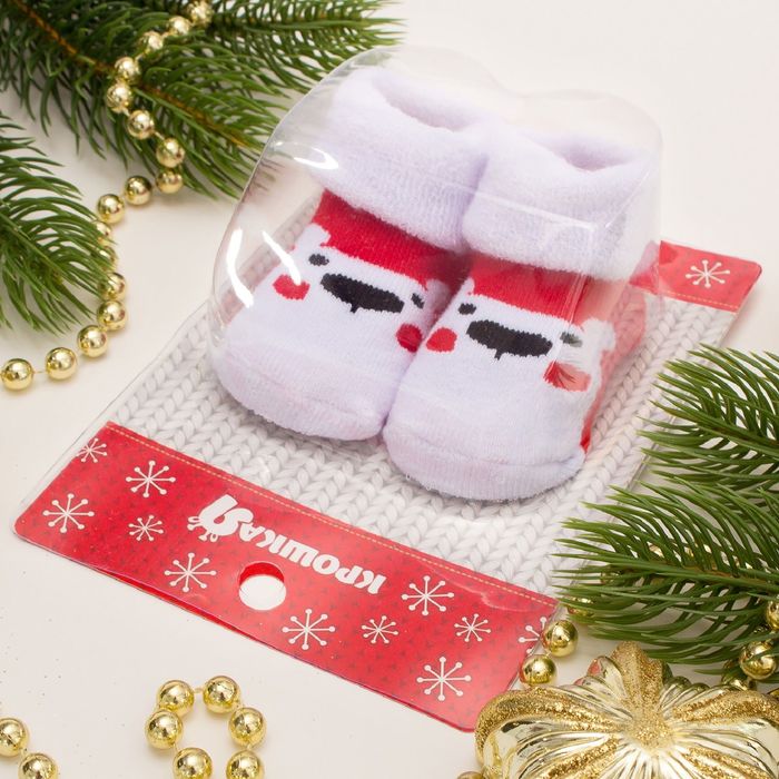 Носки детские махровые Крошка Я "Новогодние мишки" 3-12 мес, 100% хлопок