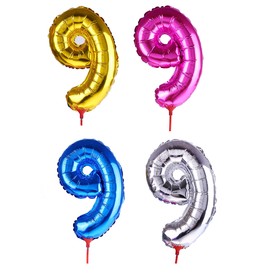 

Шар фольгированный 14", цифра 9, с палочкой, цвета МИКС