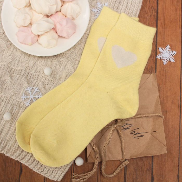 Носки женские тёплые Colloista "Сердце", размер 23-25, цвет жёлтый