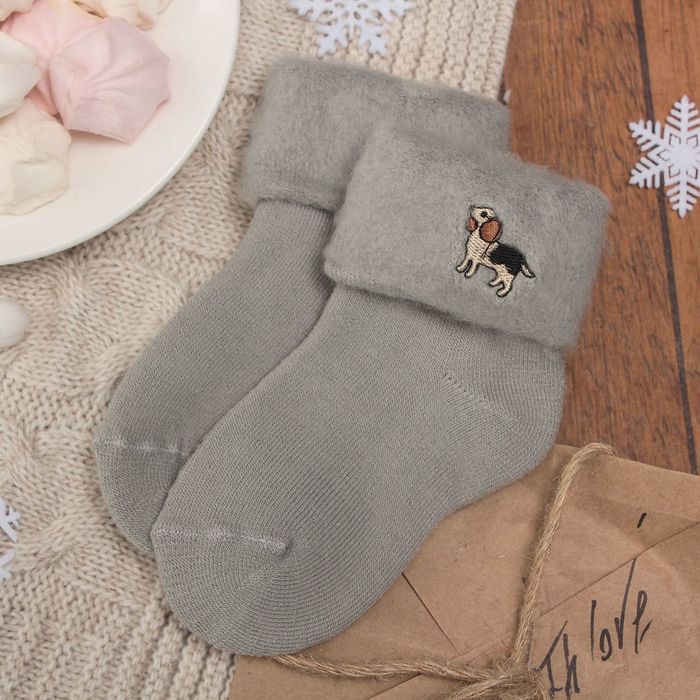 Носки десткие тёплые Collorista "Пёсик", размер 12 (18-20), цвет серый