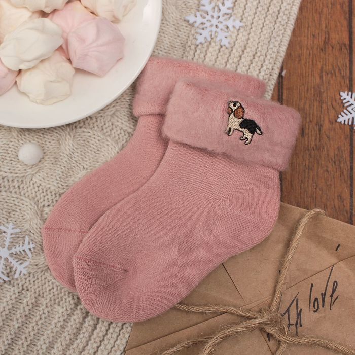 Носки десткие тёплые Collorista "Пёсик", размер 12 (18-20), цвет розовый