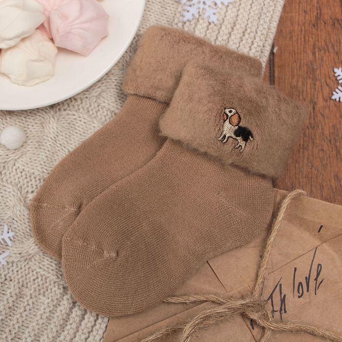 Носки десткие тёплые Collorista "Пёсик", размер 12 (18-20), цвет бежевый