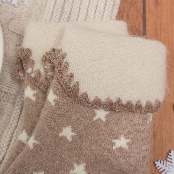 Носки женские тёплые Colloista "Звёзды", размер 23-25, цвет бежевый