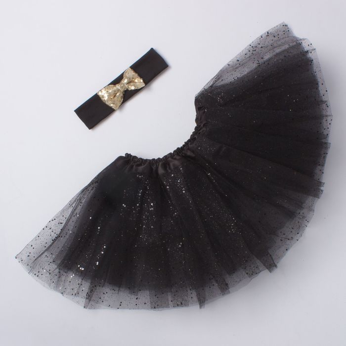 Набор Крошка Я "Маленькая принцесса" юбка и повязка на голову 3-5 лет, черн+золото