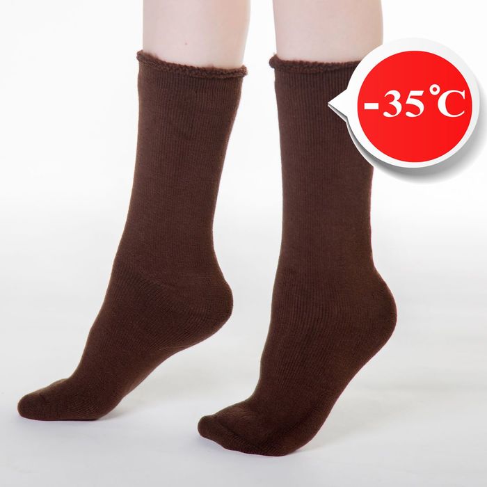 Носки "Супер-тёплые", размер 23-25, цвет коричневый