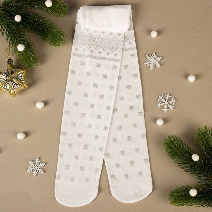 Детск. капрон. колготки "Снежинки" 7-9 л, 116-136 см, 88% ПА, 12% эластан