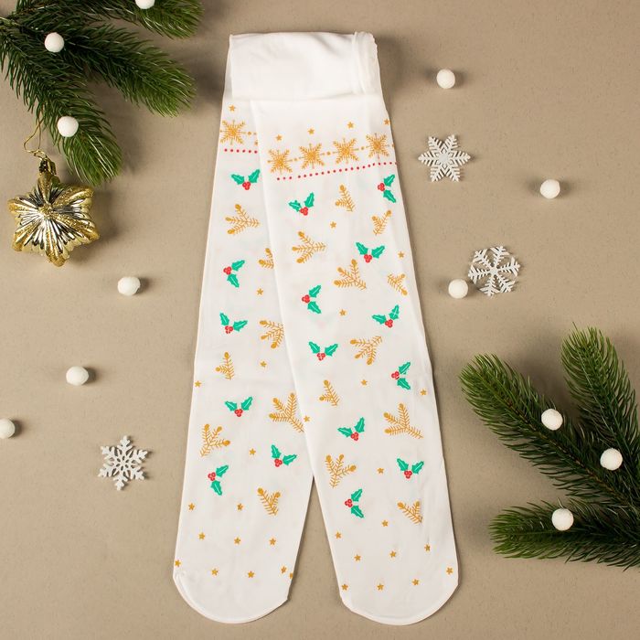 Детск. капрон. колготки "Праздничные елочки" 7-9 л, 116-136 см, 88% ПА, 12% эластан