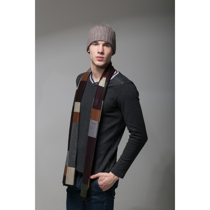 Шапка шерстяная мужская "Амадео", размер 56-58, цвет бежевый