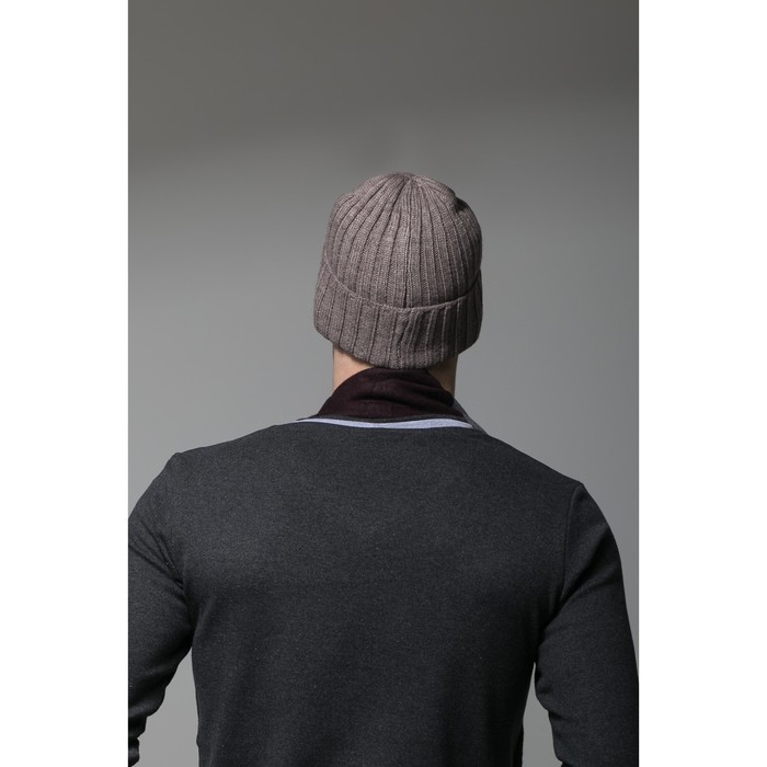 Шапка шерстяная мужская "Амадео", размер 56-58, цвет бежевый