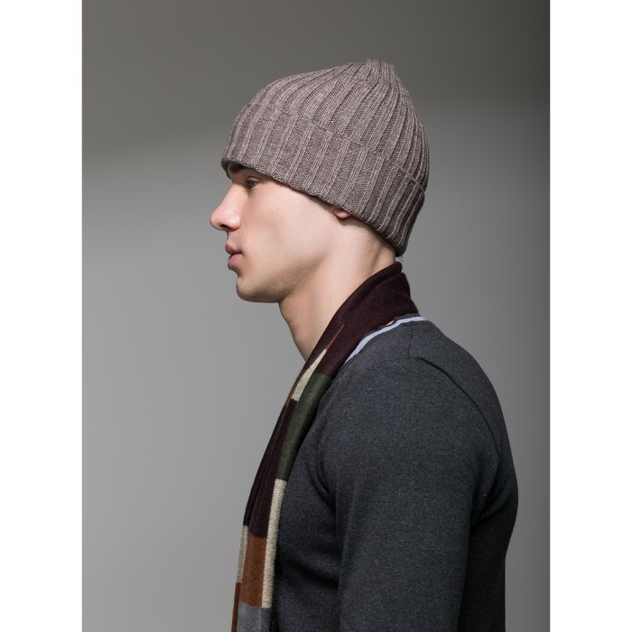 Шапка шерстяная мужская "Амадео", размер 56-58, цвет бежевый