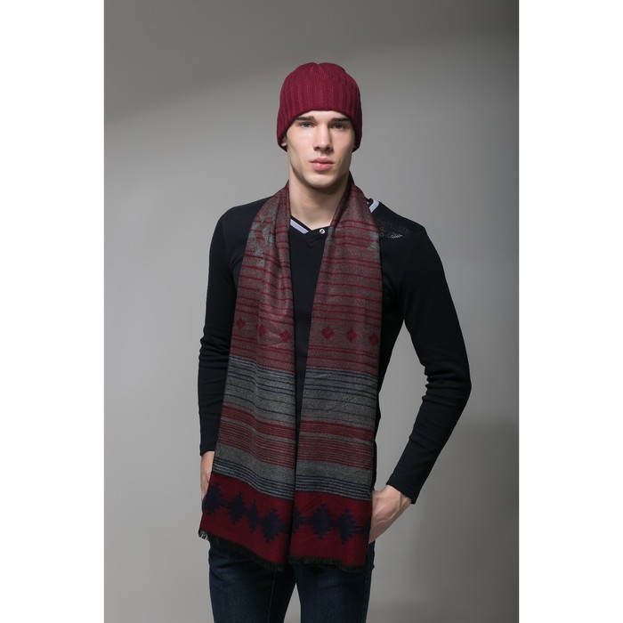 Шапка шерстяная мужская "Амадео", размер 56-58, цвет бордовый