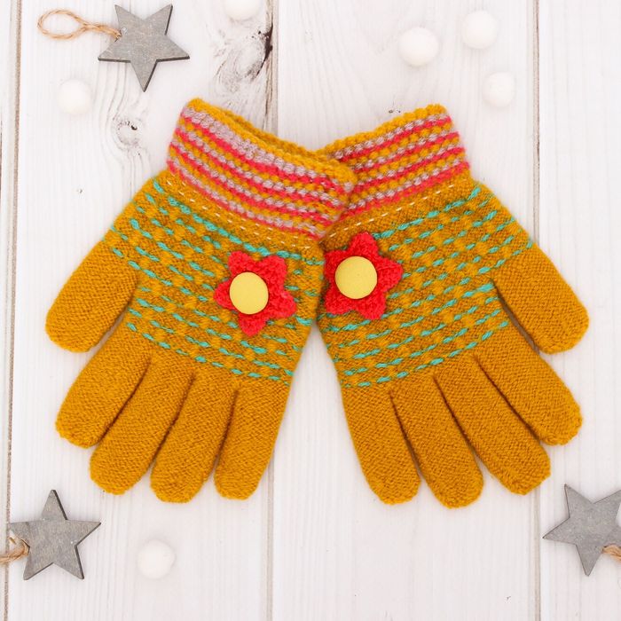 Перчатки шерстяные для девочек Collorista "Роксана", размер 14 (р-р произв. 16*7 см)