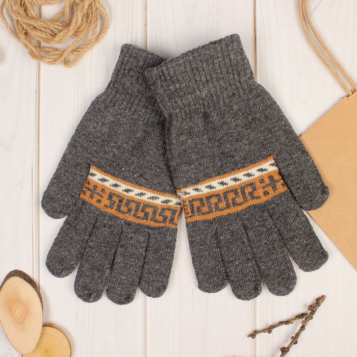 Перчатки шерстяные мужские "Дорос", размер 10, цвет серый