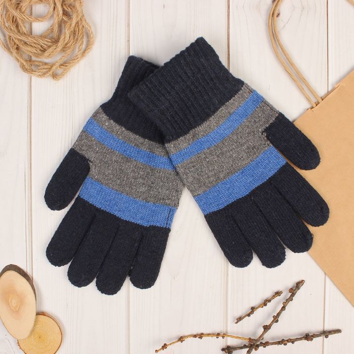 Перчатки шерстяные мужские "Креон", размер 10, цвет серый/синий