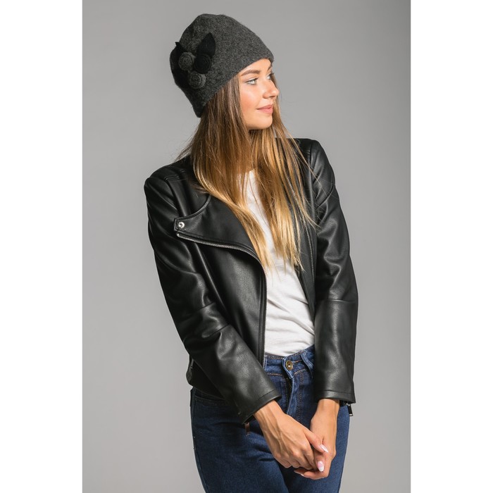 Шапка зимняя шерстяная "Марта", размер 54-56, цвет серый