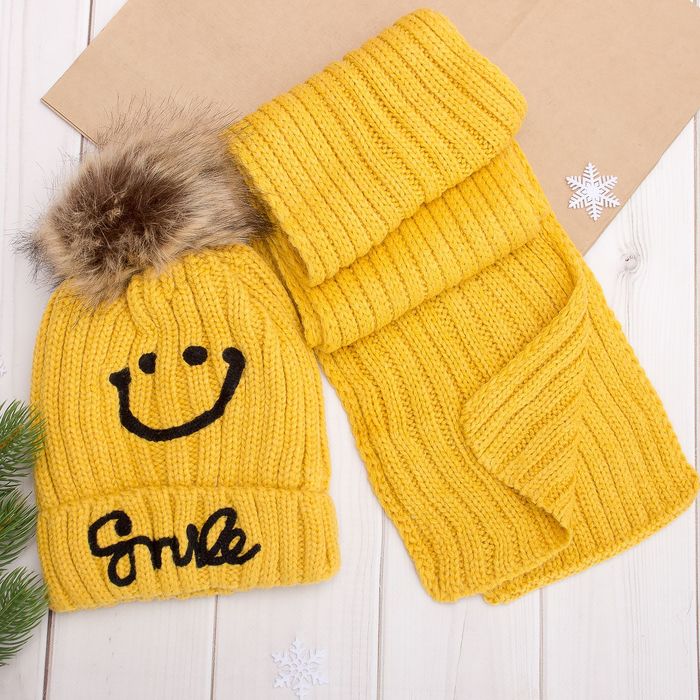 Комплект для девочки, зимний с подкладкой, возраст 3–5 лет, жёлтый