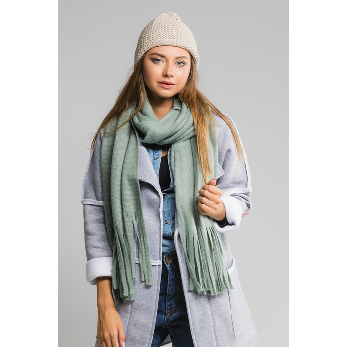 Шапка демисезонная с помпоном &quot;Весёлый гном&quot;, размер 52-54, цвет бежевый