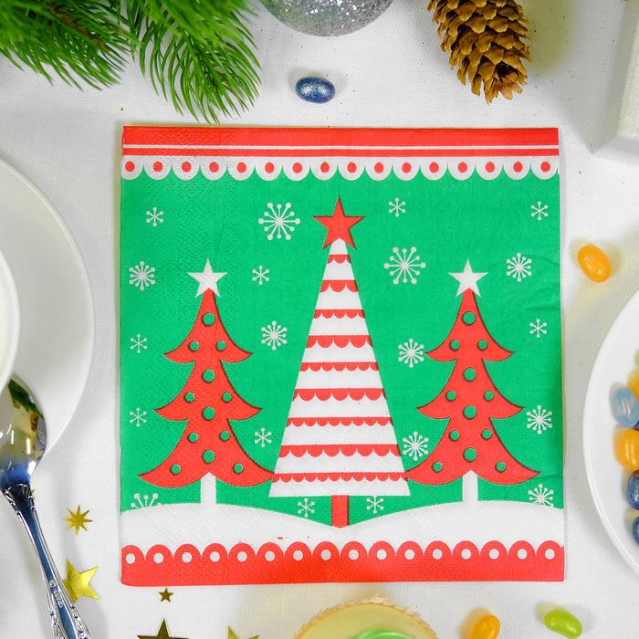 Салфетки бумажные "Новогодняя елка", (набор 20 шт), 33*33 см