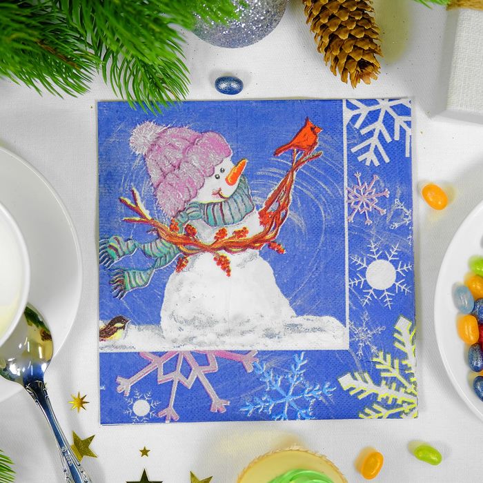 Салфетки бумажные "Снеговик", (набор 20 шт), 33*33 см