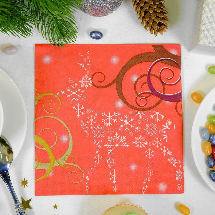 Салфетки бумажные "Снежинки" с узорами, (набор 20 шт), 33*33 см