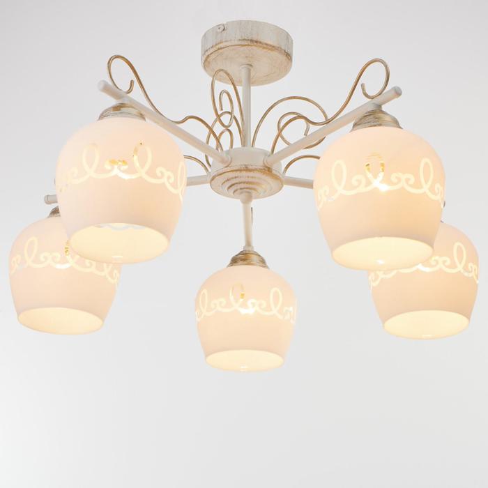 Люстра потолочная "Дус" 151 5 ламп Е27 60W белый,золотой