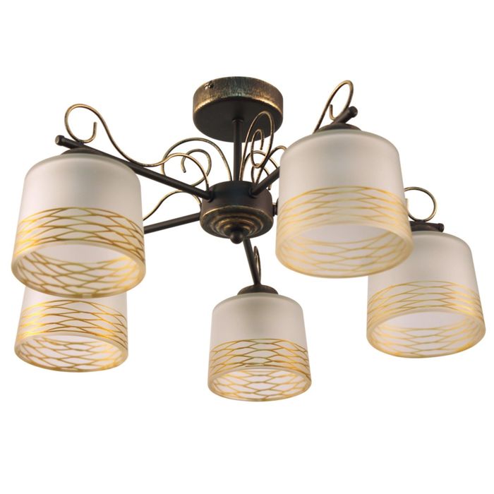 Люстра потолочная "Дус" 151 5 ламп Е27 60W коричневый,золотой