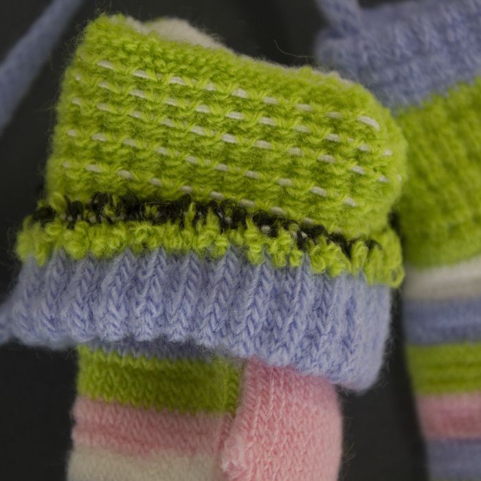 Варежки детские на верёвочке "Малышок", размер 12 (р-р произв. ), цвет зелёный