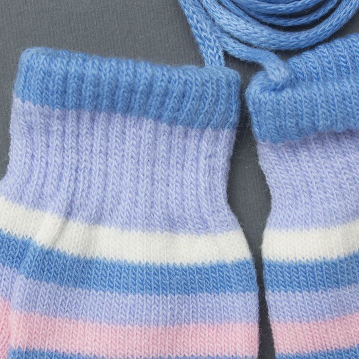 Варежки детские на верёвочке "Малышок", размер 12 (р-р произв. ), цвет голубой