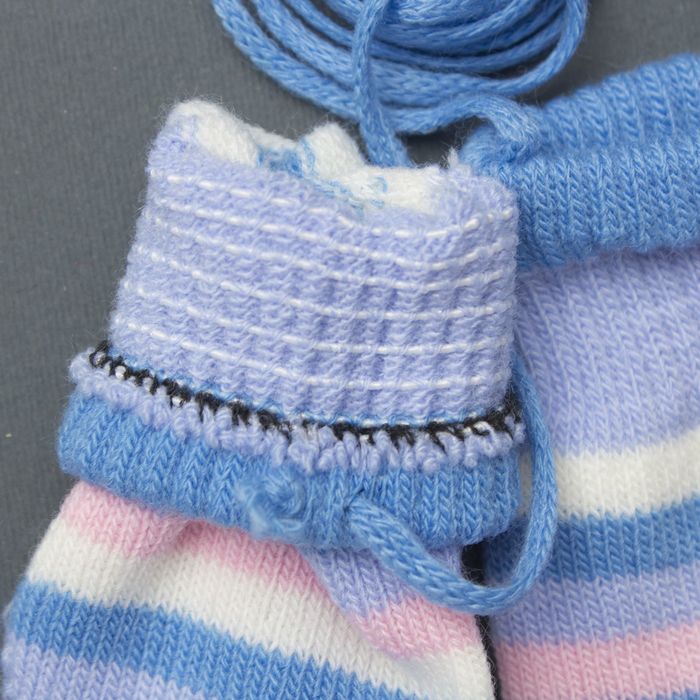 Варежки детские на верёвочке "Малышок", размер 12 (р-р произв. ), цвет голубой