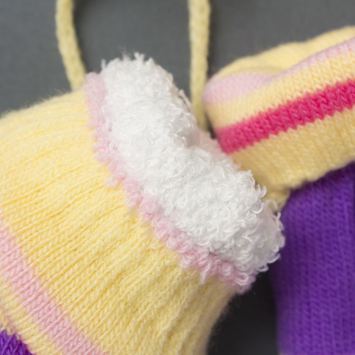 Варежки детские двухслойные на верёвочке "Мария", размер 12 (р-р произв. 12*6 см)