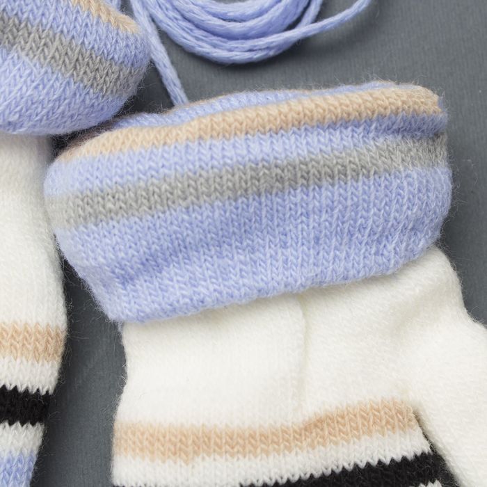 Варежки детские двухслойные на верёвочке "Верочка", размер 12 (р-р произв. 12*6 см)