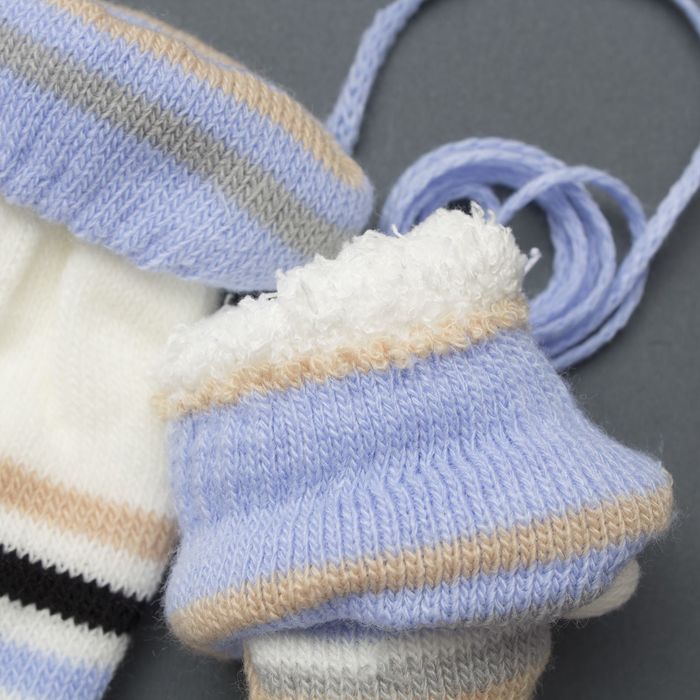 Варежки детские двухслойные на верёвочке "Верочка", размер 12 (р-р произв. 12*6 см)