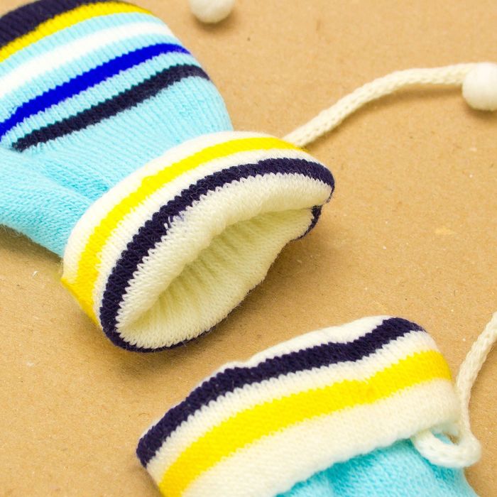 Варежки детские двухслойные на верёвочке "Егорка", размер 12 (р-р произв. 12*6 см)