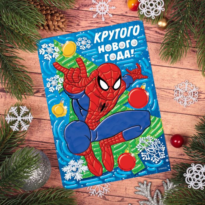 Аппликация пластилином "Крутого Нового года" Человек-паук, 6 цветов пластилина по 10 гр, стека 226