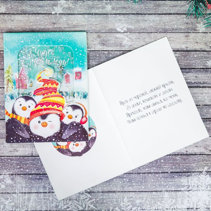 Открытка- шейкер "Чудес в Новом году!", 12х16 см